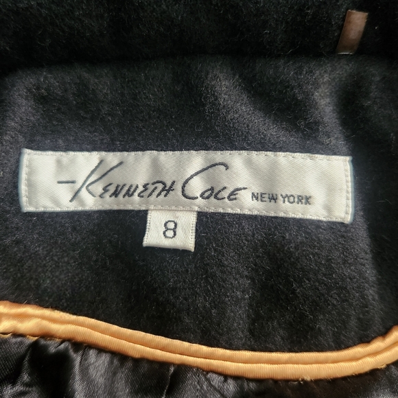Kenneth Cole New York Womens 8 Black Wool Blend Walker Coat - Picture 2 of 12